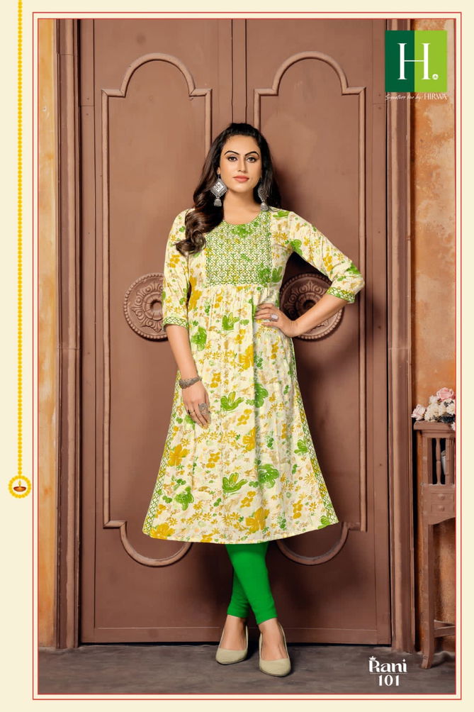 Rani By Hirwa Rayon Printed Kurtis Catalog